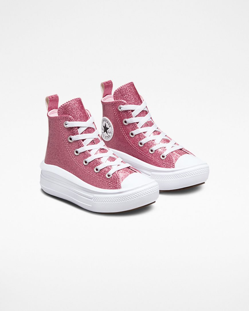 Zapatos Plataforma Converse Chuck Taylor All Star Move Glitter Altas Niña Rosas Moradas Blancas | PE 4L087P